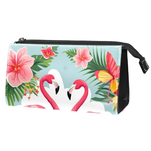 Make up Taschen für Damen,Kulturbeutel für Herren,Flamingo tropisches Sommerfest,Reise Kosmetiktasche von VTGHDEEQ