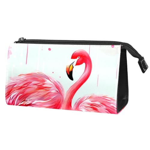 Make up Taschen für Damen,Kulturbeutel für Herren,Flamnigo mit rosa Blume,Reise Kosmetiktasche von VTGHDEEQ