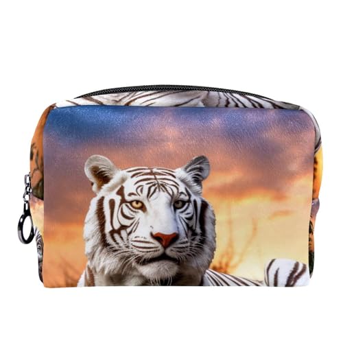 Make up Taschen für Damen,Kulturbeutel für Herren,Tier Tiger Steinwald,Reise Kosmetiktasche von VTGHDEEQ