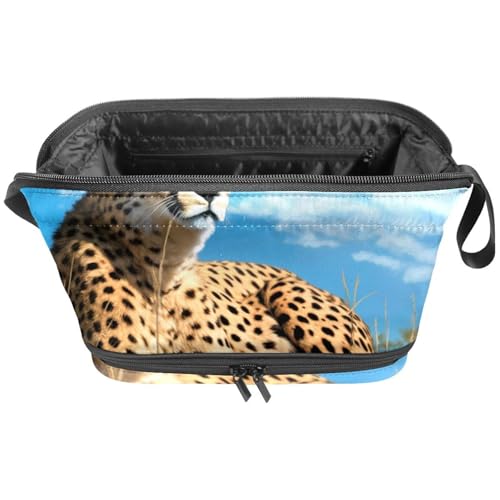 Make up Taschen für Damen,Kulturbeutel für Herren,Tierischer Leopard traditionell,Reise Kosmetiktasche von VTGHDEEQ