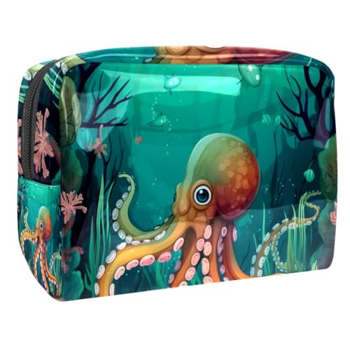 Make up Taschen für Damen,Kulturbeutel für Herren,großer Teufelsfisch Oktopus,Reise Kosmetiktasche von VTGHDEEQ