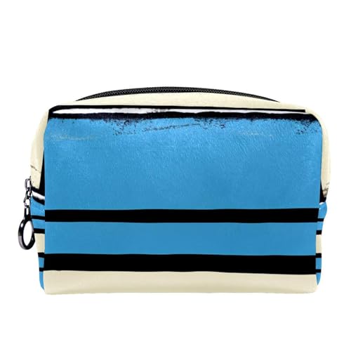 Make up Taschen für Damen,Kulturbeutel für Herren,schwarz Blaue Flagge,Reise Kosmetiktasche von VTGHDEEQ