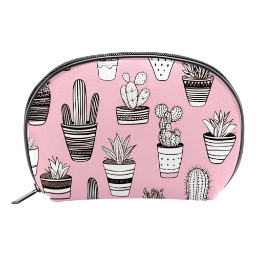 Make up Taschen für Damen,Kulturbeutel für Herren,schwarzer pflanzenrosa Hintergrund,Reise Kosmetiktasche von VTGHDEEQ