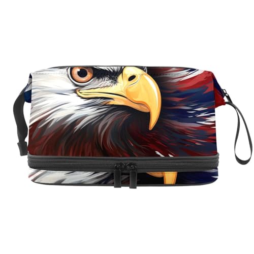 Reise Kulturbeutel,kleine Make up Tasche,4.Juli Unabhängigkeitstag Eagle,Make up Taschen für Frauen von VTGHDEEQ