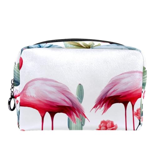 Reise Kulturbeutel,kleine Make up Tasche,Flamingo rosa Blütenkaktus,Make up Taschen für Frauen von VTGHDEEQ