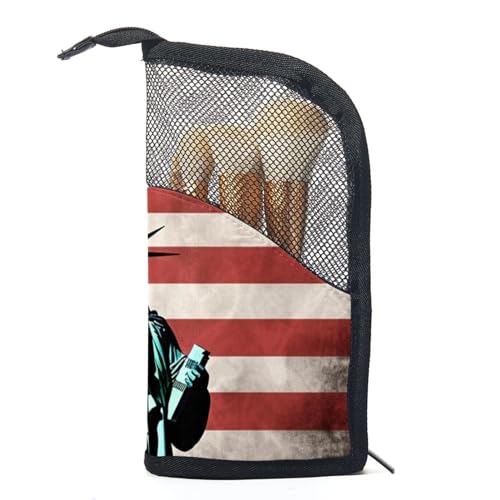 Reise Kulturbeutel,kleine Make up Tasche,Freiheitsstatue der amerikanischen Flagge,Make up Taschen für Frauen von VTGHDEEQ