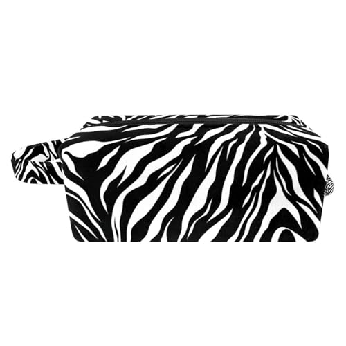 Reise Kulturbeutel,kleine Make up Tasche,Schwarz weißer Zebra Druck,Make up Taschen für Frauen von VTGHDEEQ