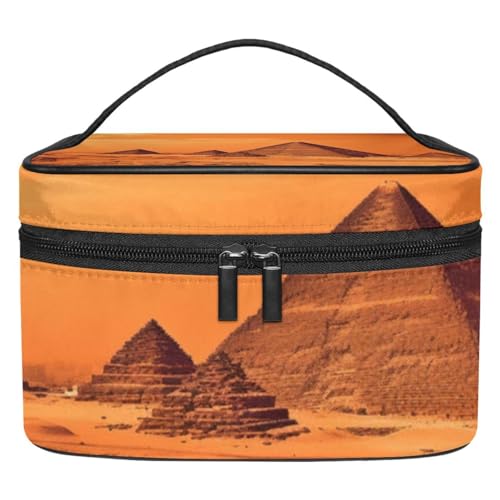 Reise Make up Tasche,Reise Kulturbeutel für Damen,alte ägyptische Pyramide,Kosmetik Reisetasche von VTGHDEEQ