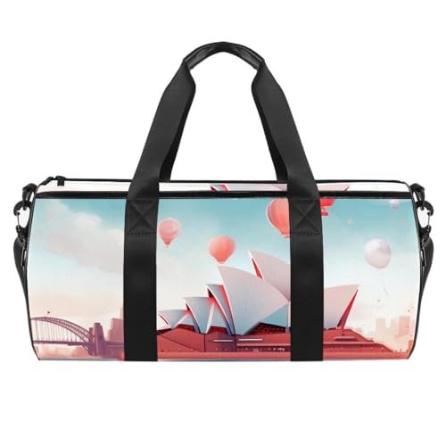 Reisetasche,Herren Sporttasche,Damen Sporttasche,Australien baut Cartoon Haus,Sporttasche von VTGHDEEQ