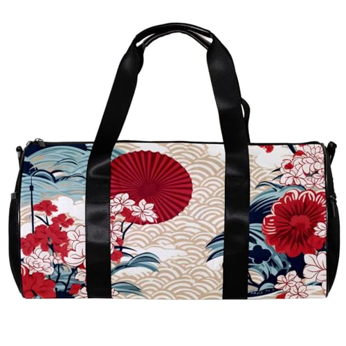 Reisetasche,Herren Sporttasche,Damen Sporttasche,Chinesisches Muster der blauen Fächerblume,Sporttasche von VTGHDEEQ