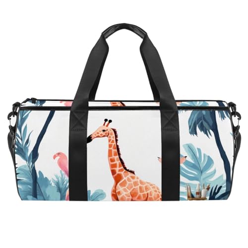 Reisetasche,Herren Sporttasche,Damen Sporttasche,Flamingo Giraffen Palme,Sporttasche von VTGHDEEQ