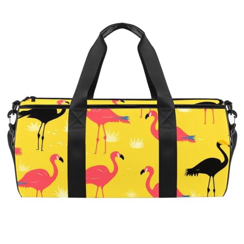 Reisetasche,Herren Sporttasche,Damen Sporttasche,Flamingo auf gelbem Hintergrund,Sporttasche von VTGHDEEQ