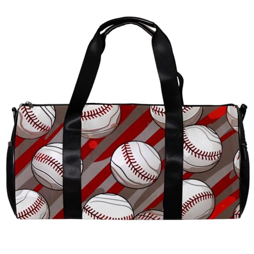 Sporttasche für Damen,kleine Sporttasche für Herren,Baseball rote Streifen,Übernachtungstasche von VTGHDEEQ