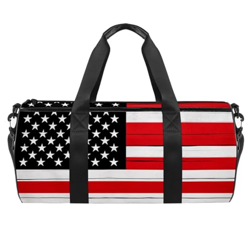 Sporttasche für Damen,kleine Sporttasche für Herren,Black Red Line Flag in den Vereinigten Staaten,Übernachtungstasche von VTGHDEEQ