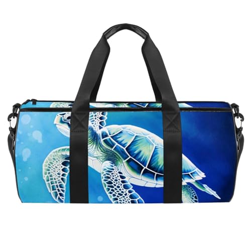 Sporttasche für Damen,kleine Sporttasche für Herren,Blaue Meerestier meeresschildkröte,Übernachtungstasche von VTGHDEEQ