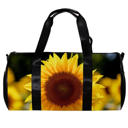 Sporttasche für Damen,kleine Sporttasche für Herren,Blumenfeld Sonnenblume,Übernachtungstasche von VTGHDEEQ