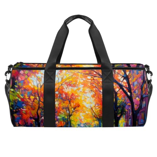 Sporttasche für Damen,kleine Sporttasche für Herren,Herbstbaum Aquarellmalerei,Übernachtungstasche von VTGHDEEQ