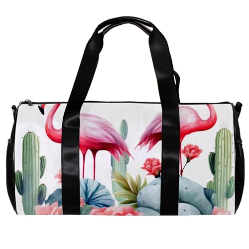Sporttaschen für Damen,Reisetasche für Reisen,Flamingo rosa Blütenkaktus,Sporttasche für Herren von VTGHDEEQ