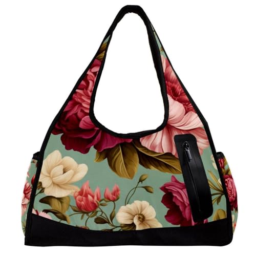 Sporttaschen für Damen,Reisetasche für Reisen,Nahtlose Blumenrosen,Sporttasche für Herren von VTGHDEEQ