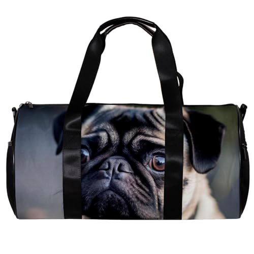 Sporttaschen für Damen,Reisetasche für Reisen,Tier Hund Haustier Mops,Sporttasche für Herren von VTGHDEEQ