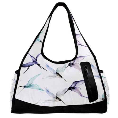 Sporttaschen für Damen,Reisetasche für Reisen,Tierkunst Blumenkranich,Sporttasche für Herren von VTGHDEEQ