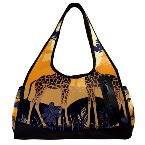Sporttaschen für Herren,Reisetaschen für Damen,Afrikanische Giraffen Wiese,Trainingstasche von VTGHDEEQ