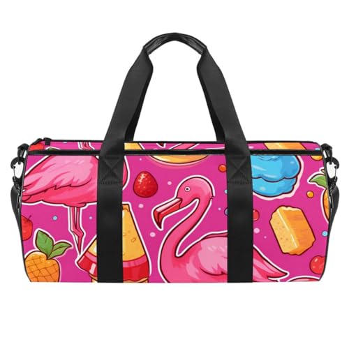 Sporttaschen für Herren,Reisetaschen für Damen,Flamingo und Anker rosa Cartoon,Trainingstasche von VTGHDEEQ