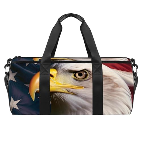 Sporttaschen für Herren,Reisetaschen für Damen,amerikanischer Adler auf amerikanischer Flagge,Trainingstasche von VTGHDEEQ