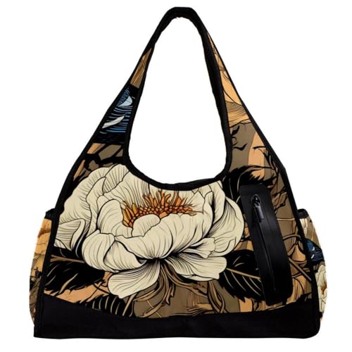 Sporttaschen für Herren,Reisetaschen für Damen,vögel und Blumen Vintage,Trainingstasche von VTGHDEEQ