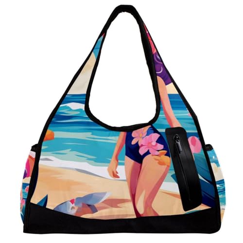 Weekender Reisetasche,kleine Sporttasche,Strand Sommer mädchen Meer,Sporttasche von VTGHDEEQ