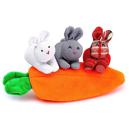 Hide-and-Seek Hasen im Karottenbeutel Hasen in Karotten-Geldbörse Ostern Reißverschluss Geldbörse Tasche, Weiß, Rot, Grau von VTIDOBE