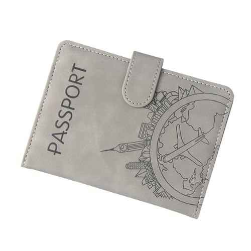 VTIDOBE Reisepasshülle aus PU-Leder Reisepasshüllen Organizer Reisebrieftasche Etui Organizer Reisepass Halter Hüllen Kartenetui, Gy von VTIDOBE