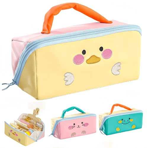 VTYFRY Niedliches Kawaii-Federmäppchen mit Griff, Cartoon-Tiere, große Kapazität, Stiftebox, Organizer, für Büro, Arbeitsplatz, Schreibtischzubehör, Reiseutensilien, trendiges Geschenk (gelbe Ente) VTYFRY Niedliches Kawaii-Federmäppchen mit Griff, Cartoon-Tiere, große Kapazität, Stiftebox, Organizer, für Büro, Arbeitsplatz, Schreibtischzubehör, Reiseutensilien, trendiges Geschenk (gelbe Ente) von VTYFRY