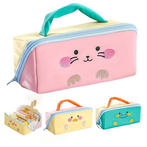 VTYFRY Niedliches Kawaii-Federmäppchen mit Griff, Cartoon-Tiere, große Kapazität, Stiftebox, Organizer, für Büro, Arbeitsplatz, Schreibtischzubehör, Reiseutensilien, trendiges Geschenk (rosa Hase) VTYFRY Niedliches Kawaii-Federmäppchen mit Griff, Cartoon-Tiere, große Kapazität, Stiftebox, Organizer, für Büro, Arbeitsplatz, Schreibtischzubehör, Reiseutensilien, trendiges Geschenk (rosa Hase) von VTYFRY
