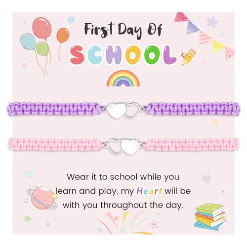 VU100 2 Stück Mutter Tochter Armband Schulkind 2025 Geschenk für Mädchen Tochter Mutter Schulanfang Einschulung Geschenke für Mama Oma Enkelin von VU100