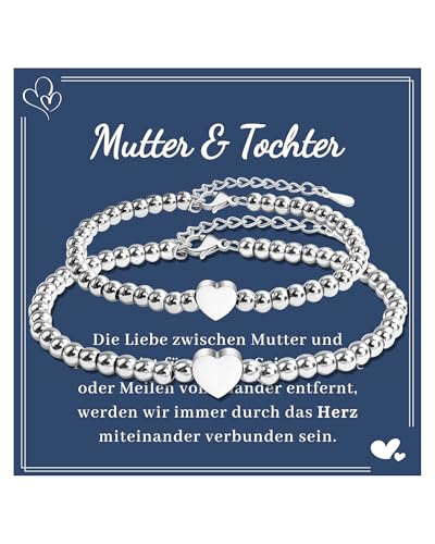 VU100 2 Stück Mutter Tochter Geschenk für Mama Tochter Armband Geschenk für Tochter von Mama Muttertag Weihnachtstag Geburtstag für Mädchen von VU100
