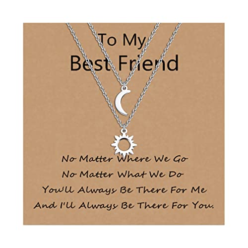 VU100 2 Stück Sonne und Mond Halskette Freundschaft Anhänger Halskette Geschenk für beste Freundin Männer Frauen Jungen Mädchen (Silber) von VU100