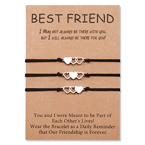 VU100 3 Stück Freundschaftsarmband Long Distance Adjustable Gift Matching Promise Bracelet Geeignet für beste Freunde Paar Schwestern Familie Damen von VU100