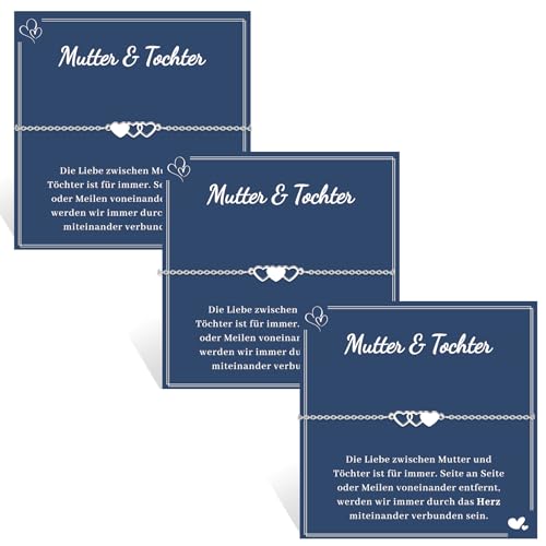 VU100 3 Stück Mutter Tochter Armband Mutter Tochter Geschenk 316L Herzform Edelstahlarmband Geburtstag Geschenk für Mutter Tochter Mädchen VU100 3 Stück Mutter Tochter Armband Mutter Tochter Geschenk 316L Herzform Edelstahlarmband Geburtstag Geschenk für Mutter Tochter Mädchen von VU100