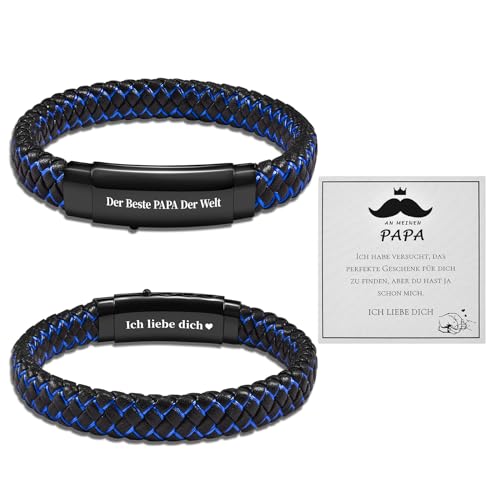 VU100 Geschenk Papa Armband Geschenk für Papa von Tochter Sohn Herren Lederarmband für Papa Vatertag Weihnachten Geburtstag Geschenk für Papa perfekt von VU100