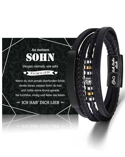 VU100 Geschenk für Sohn An Meinen Sohn Armband Geschenke 13. 18. Geburtstag Junge Armbänder Geburtstag Weihnachten Herren Lederarmband Betser Sohn Geschenke von Mama Papa von VU100