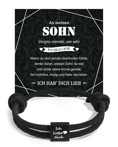 VU100 Geschenk für Sohn An Meinen Sohn Armband Geschenke 13. 18. Geburtstag Junge Armbänder Geburtstag Weihnachten Herren Lederarmband Betser Sohn Geschenke von Papa Mama von VU100