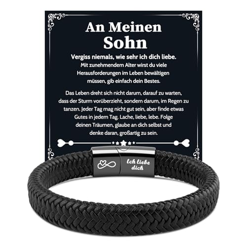 VU100 Geschenk für Sohn An Meinen Sohn Armband Geschenke 18. 13. Geburtstag Junge Armbänder Geburtstag Weihnachten Herren Lederarmband Betser Sohn Geschenke von Mama Papa von VU100