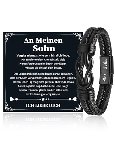 VU100 Geschenk für Sohn An Meinen Sohn Armband Geschenke 18. 13. Geburtstag Junge Armbänder Geburtstag Weihnachten Herren Lederarmband Betser Sohn Geschenke von Mama Papa von VU100
