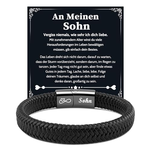 VU100 Geschenk für Sohn An Meinen Sohn Armband Geschenke 18. 13. Geburtstag Junge Armbänder Geburtstag Weihnachten Herren Lederarmband Betser Sohn Geschenke von Mama Papa von VU100