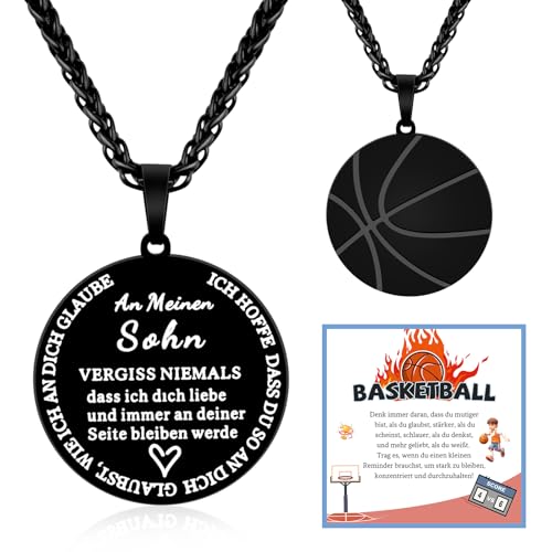 VU100 Geschenke für Sohn Halskette Basketball Halskette für Junge Geschenke für Sohn von Mama Papa Inspirational Geburtstag für Junge von VU100