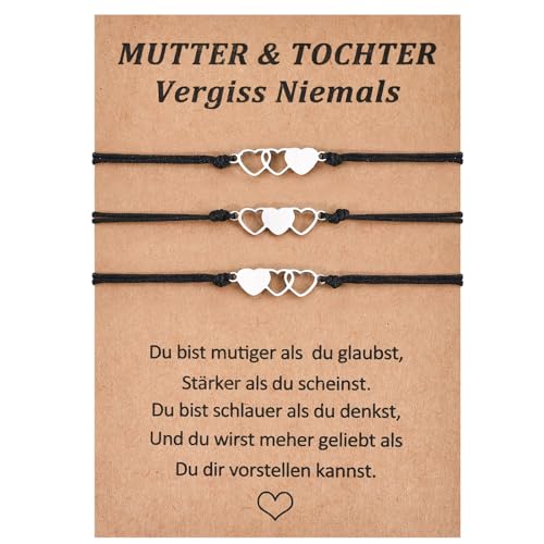 VU100 3pcs Mutter Tochter Armband Mutter Tochter Geschenk Tochter Geschenk von Mama herzförmig Edelstahl verstellbar Mutter Tochter Armband für Mama Tochter Mädchen VU100 3pcs Mutter Tochter Armband Mutter Tochter Geschenk Tochter Geschenk von Mama herzförmig Edelstahl verstellbar Mutter Tochter Armband für Mama Tochter Mädchen von VU100