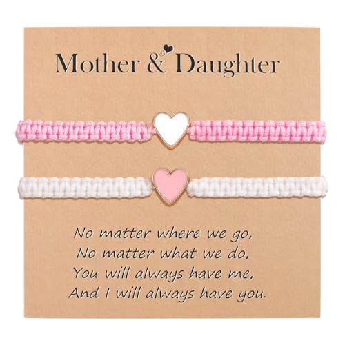 VU100 Mutter Tochter Geschenk Mutter Tochter Armband Mama Tochter Armband Geschenk für Mama Tochter 316L Herzform Edelstahlarmband Geburtstag Geschenk für Mutter Tochter Mädchen von VU100