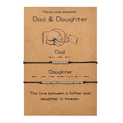 VU100 Satz von 2 Armband Morse Code Vatertagsgeschenk Schmuck Geschenk handgefertigt für Papa und Tochter von VU100