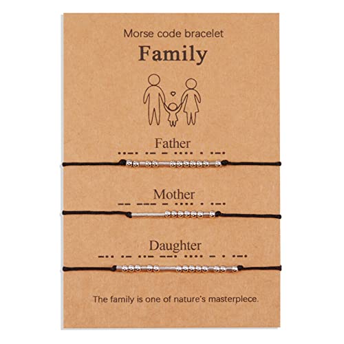 VU100 Satz von 4 Armband Morse Code Geburtstagsgeschenk Schmuck Geschenk Handarbeit Vater Mutter Tochter Familie von VU100